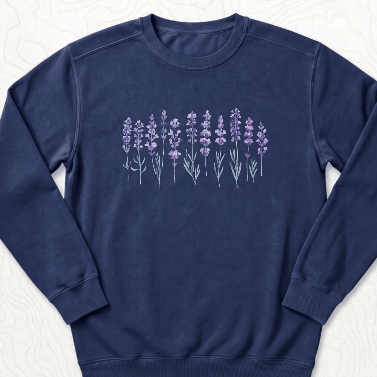 Lavender Flowers Sweatshirt - True Navy