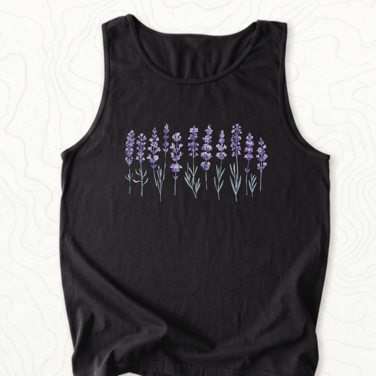 Lavender Flowers Tank Top - Black