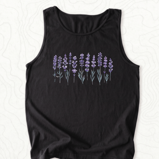 Lavender Flowers Tank Top - Black