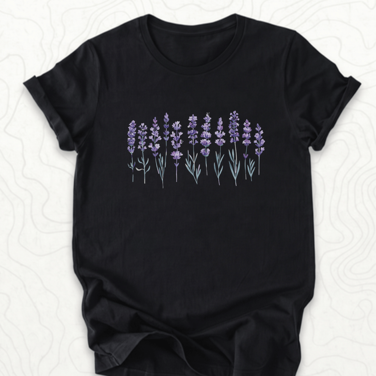 Lavender Flowers Tee - Black