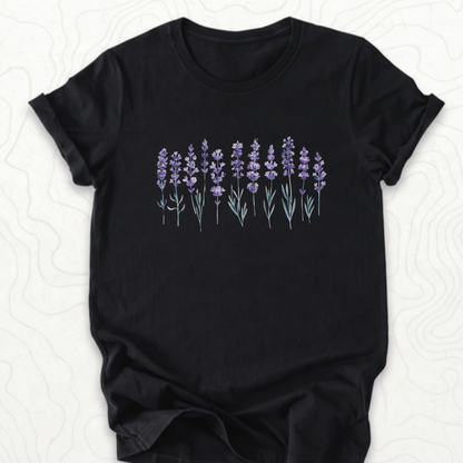 Lavender Flowers Tee - Black