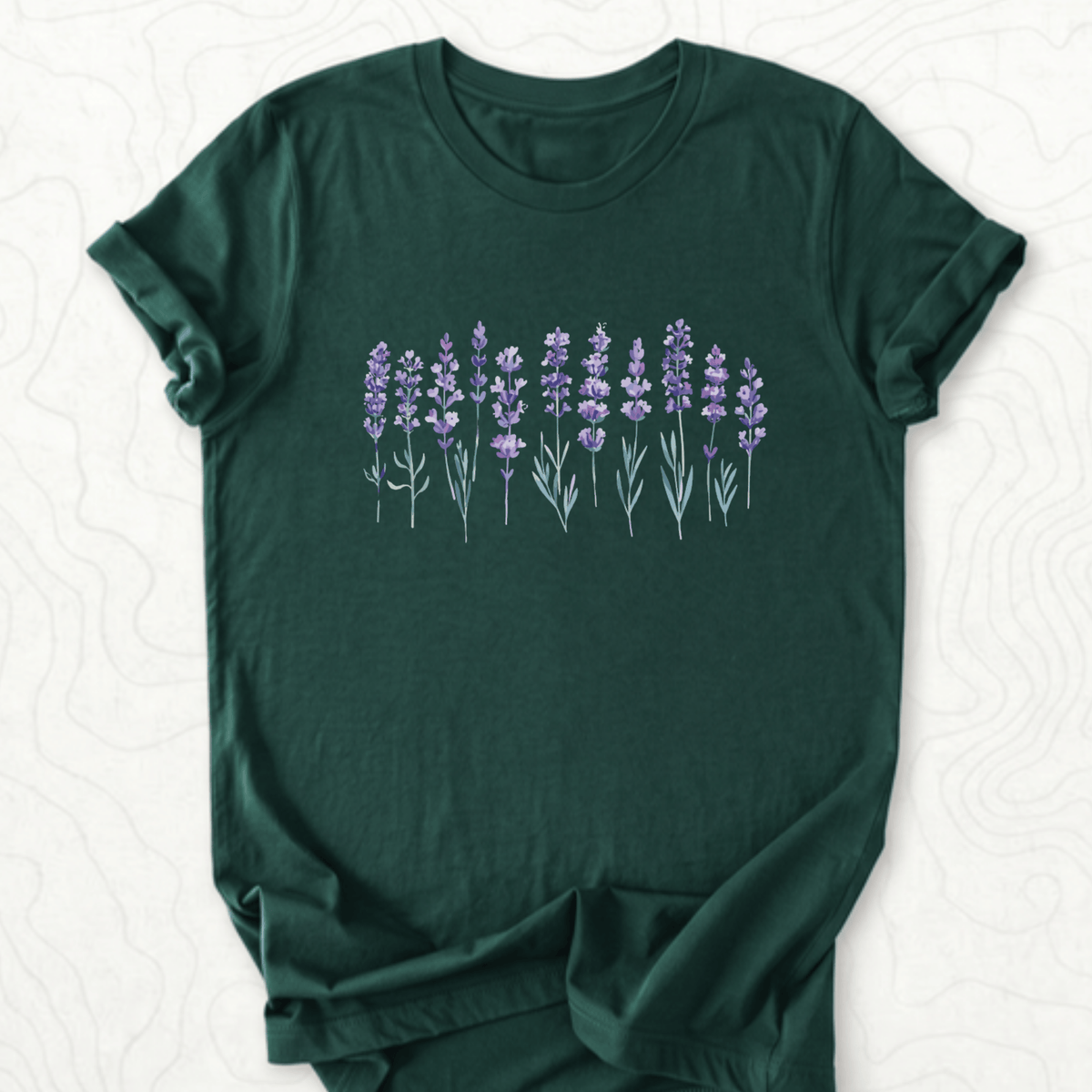 Lavender Flowers Tee - Forest