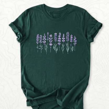 Lavender Flowers Tee - Forest