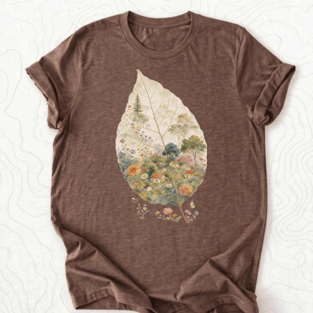 Leaf Village Tee - Heather Brown