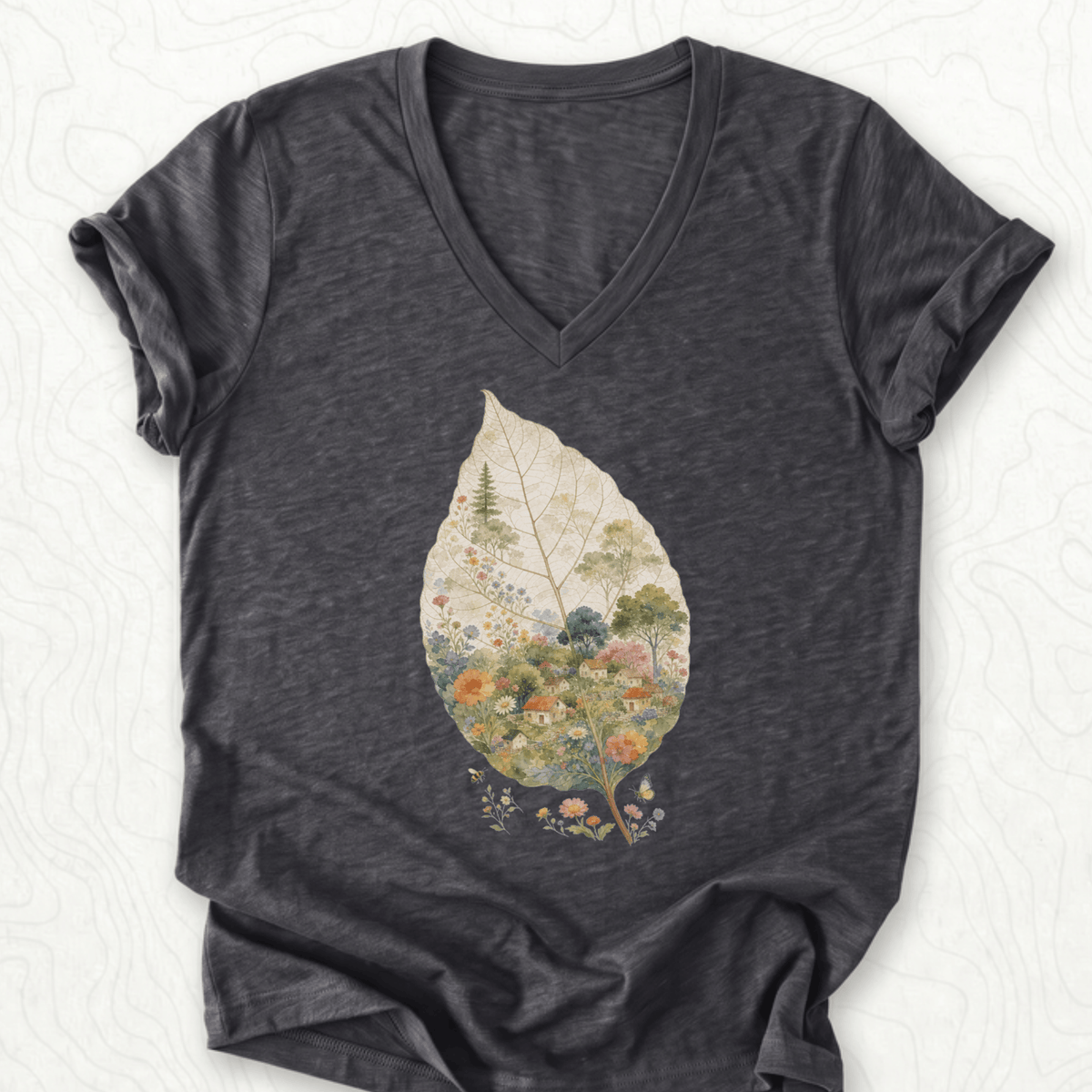 Leaf Village V-Neck - Dark Grey Heather