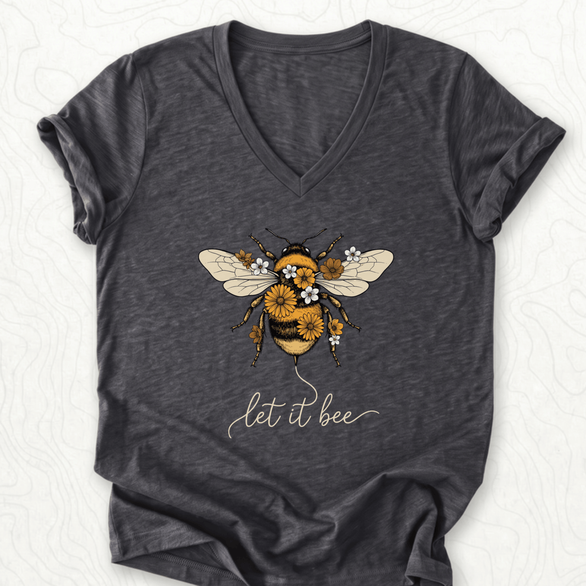 Let It Bee V-Neck - Dark Grey Heather