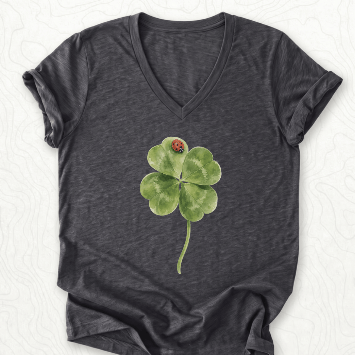 Lucky Clover V-Neck - Dark Grey Heather