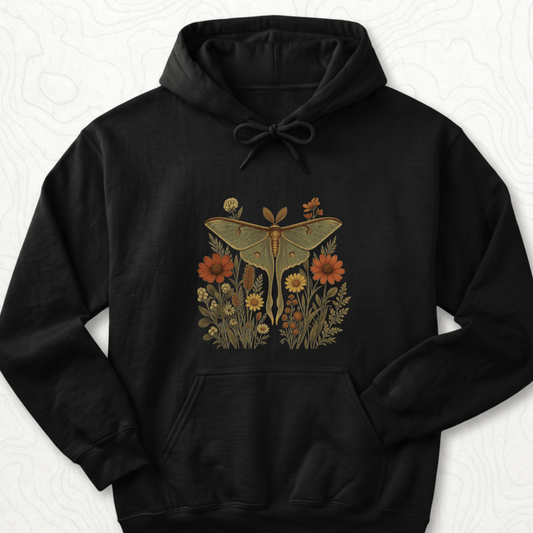 Luna Moth Hoodie - Black