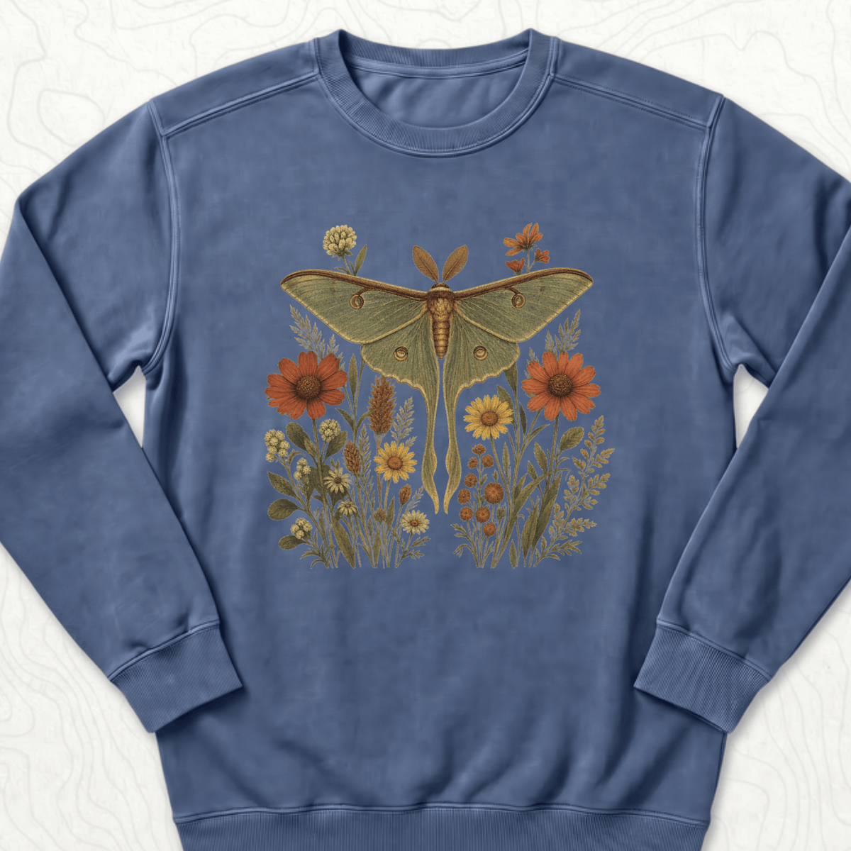 Luna Moth Sweatshirt - Denim