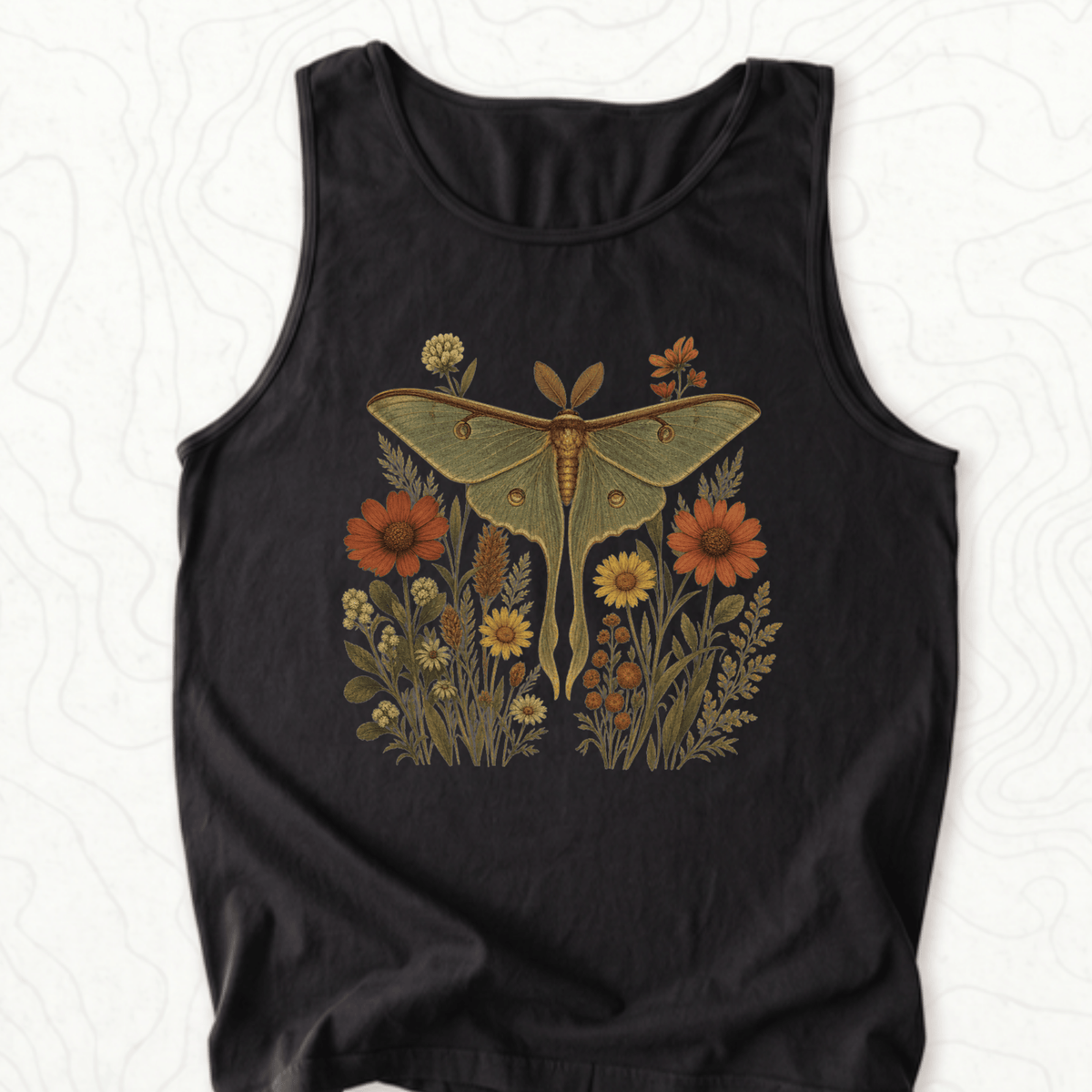 Luna Moth Tank Top - Black