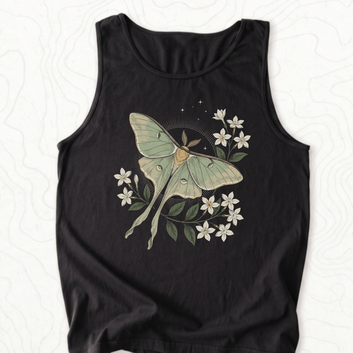 Luna Moth Tank Top - Black