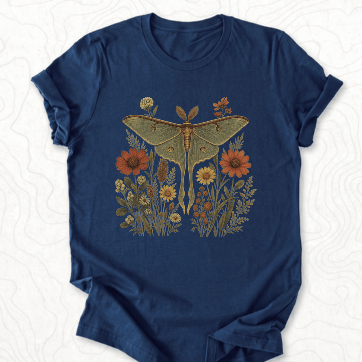 Luna Moth Tee - Navy