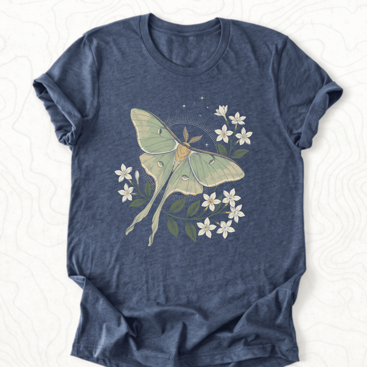 Luna Moth Tee - Heather Navy