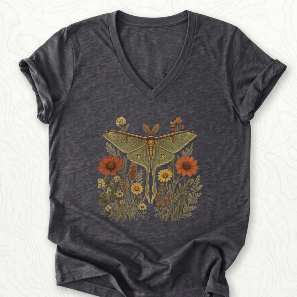 Luna Moth V-Neck - Dark Grey Heather