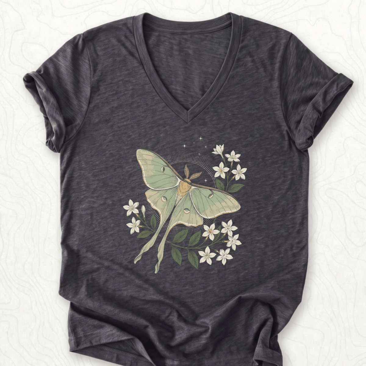 Luna Moth V-Neck - Dark Grey Heather