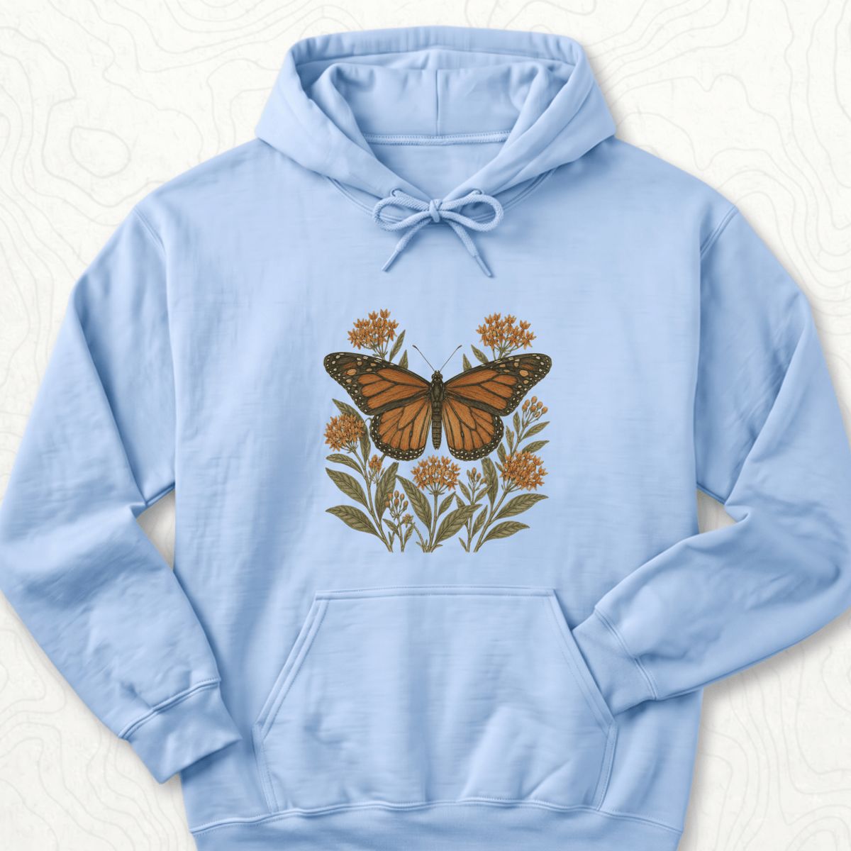 Monarch Butterfly Hoodie - Light Blue