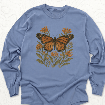 Monarch Butterfly LS T-shirt - Blue Jean
