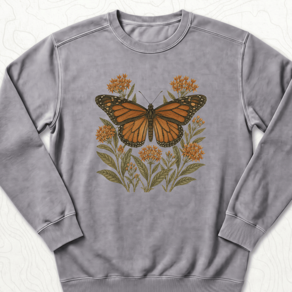Monarch Butterfly Sweatshirt - Grey
