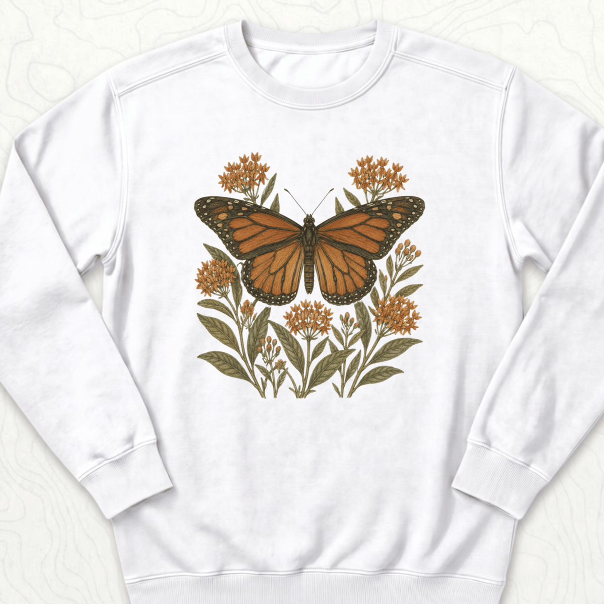 Monarch Butterfly Sweatshirt - White