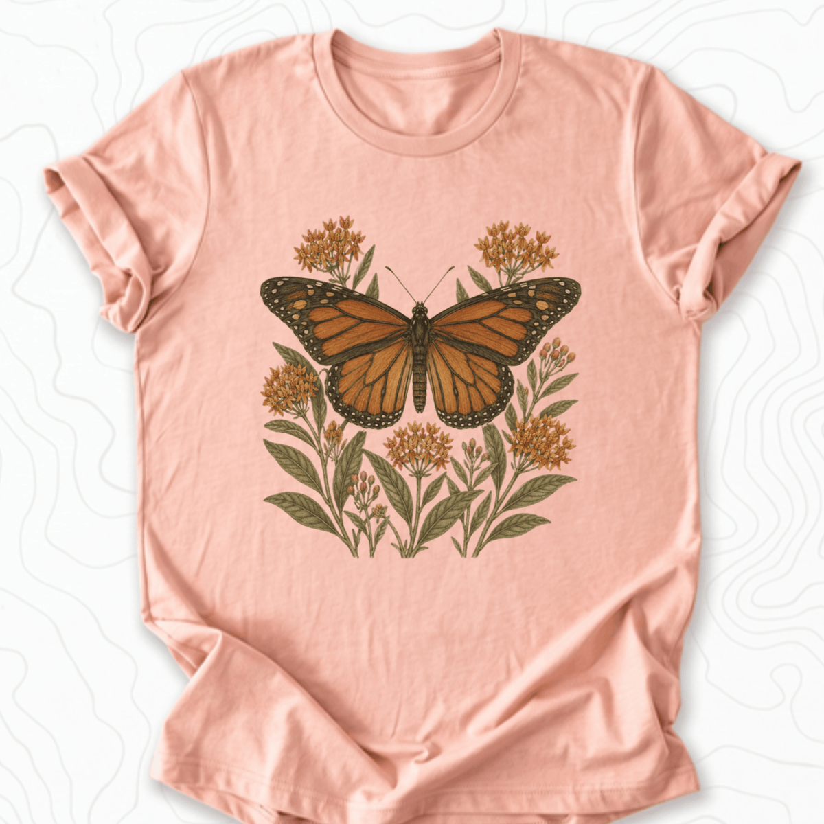 Monarch Butterfly Tee - Heather Peach