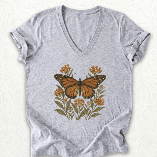 Monarch Butterfly V-Neck - Athletic Heather