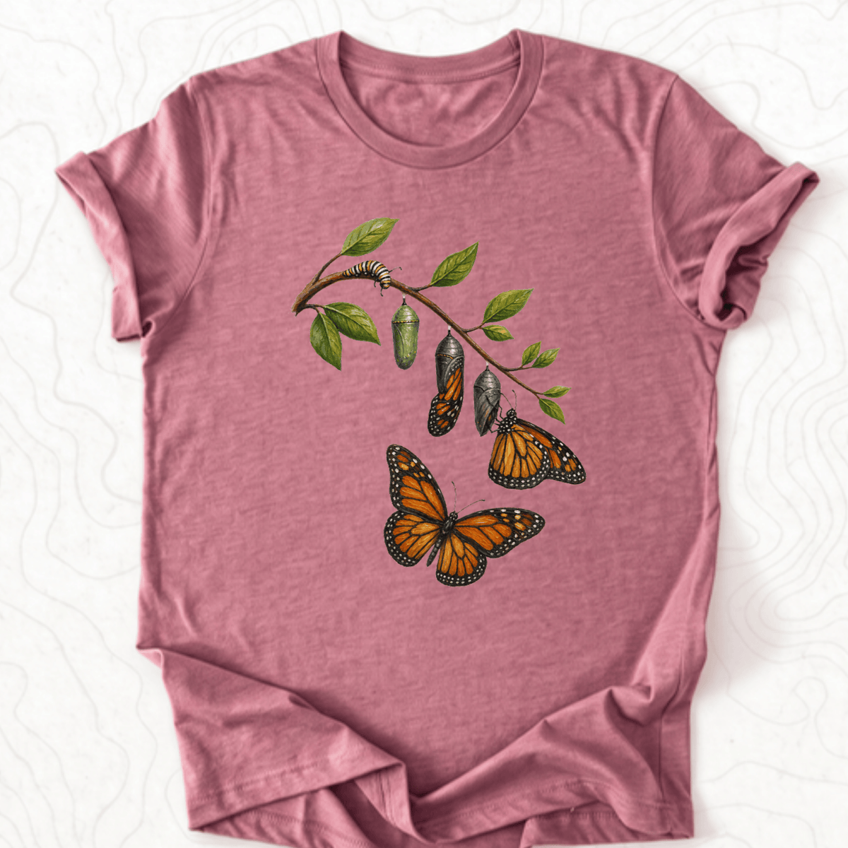 Monarch Metamorphosis Tee - Heather Mauve