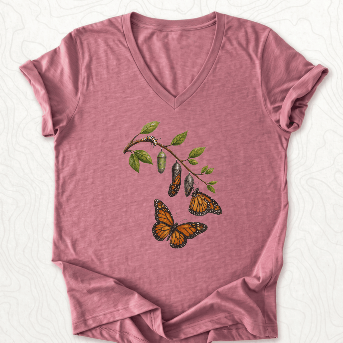 Monarch Metamorphosis V-Neck - Heather Mauve