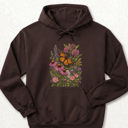 Monarch Wildflowers Hoodie - Dark Chocolate