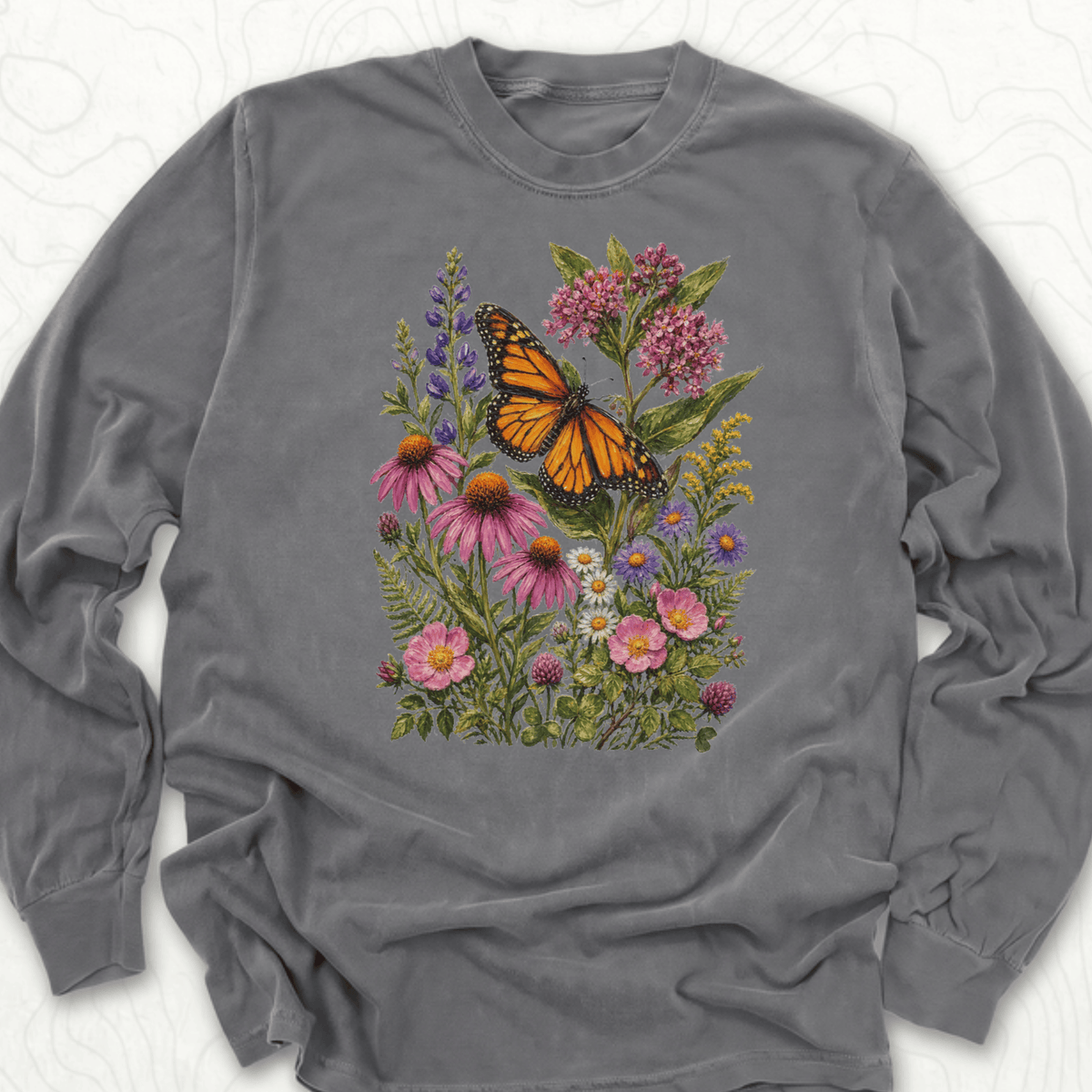 Monarch Wildflowers LS T-shirt - Pepper