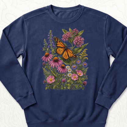 Monarch Wildflowers Sweatshirt - True Navy