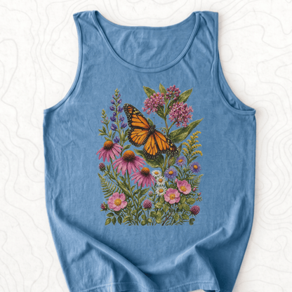 Monarch Wildflowers Tank Top - Blue Jean