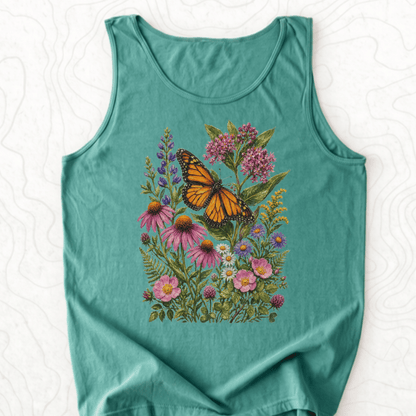 Monarch Wildflowers Tank Top - Light Green
