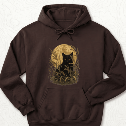 Moonlit Black Cat Hoodie - Dark Chocolate