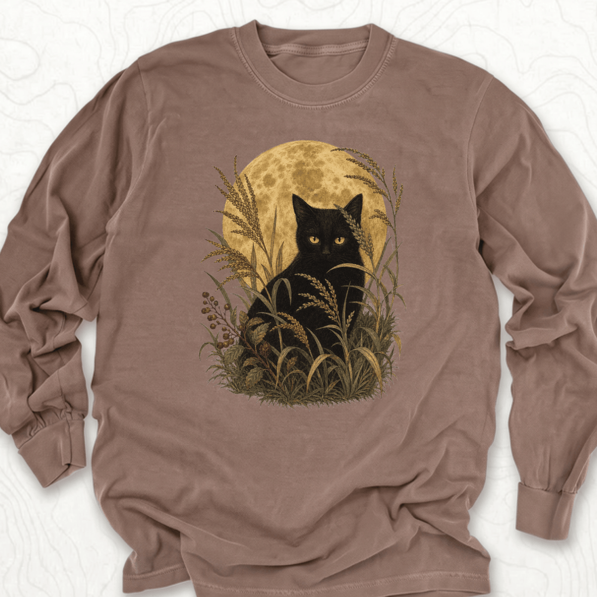 Moonlit Black Cat LS T-shirt - Espresso