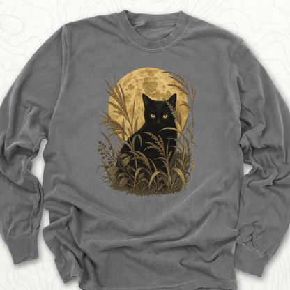 Moonlit Black Cat LS T-shirt - Pepper
