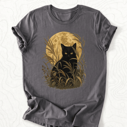 Moonlit Black Cat Tee - Asphalt