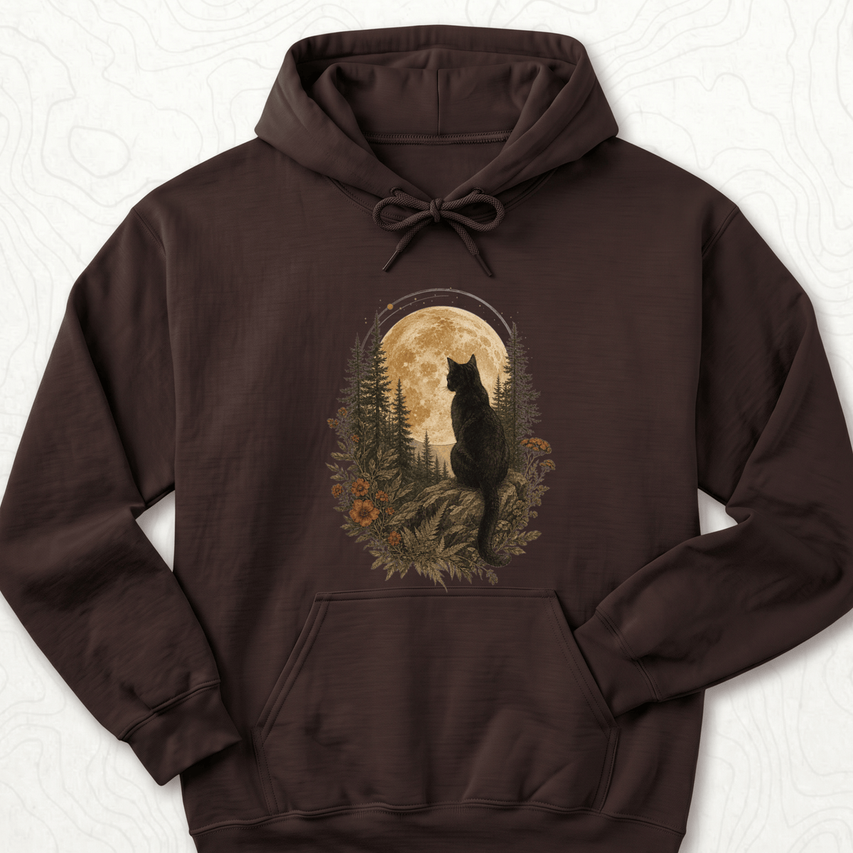 Moonlit Cat Hoodie - Dark Chocolate