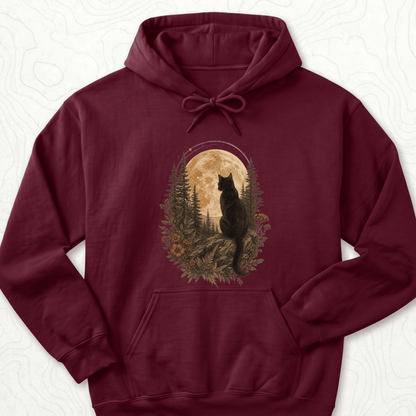 Moonlit Cat Hoodie - Maroon