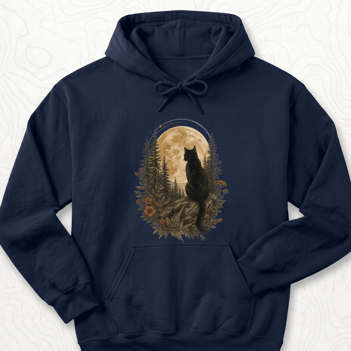 Moonlit Cat Hoodie - Navy