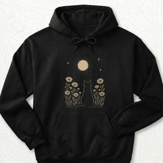 Moonlit Cat Hoodie - Black