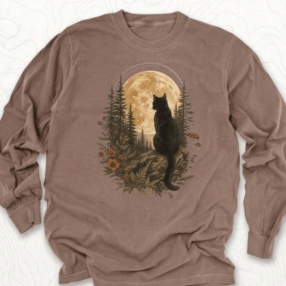 Moonlit Cat LS T-shirt - Espresso