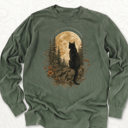 Moonlit Cat LS T-shirt - Hemp