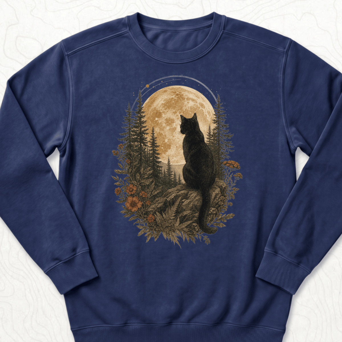 Moonlit Cat Sweatshirt - True Navy