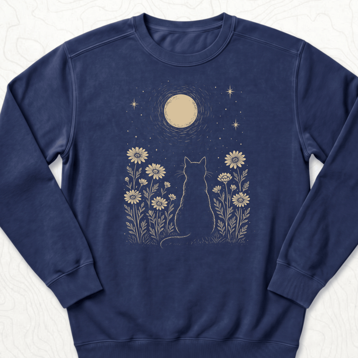 Moonlit Cat Sweatshirt - True Navy