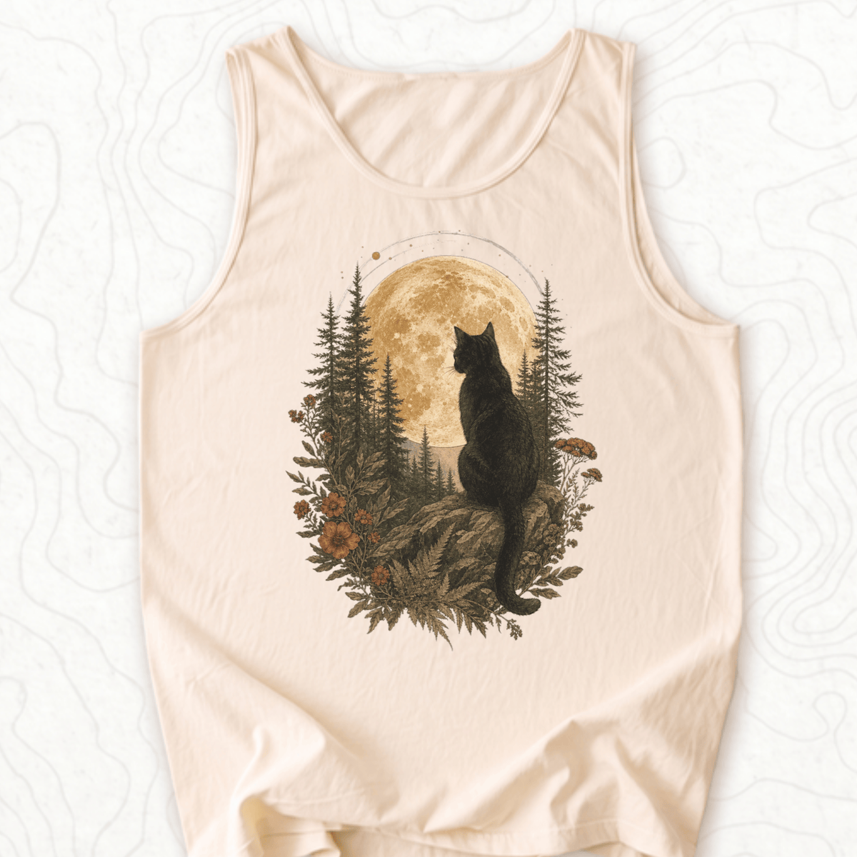 Moonlit Cat Tank Top - Ivory
