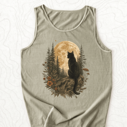 Moonlit Cat Tank Top - Sandstone