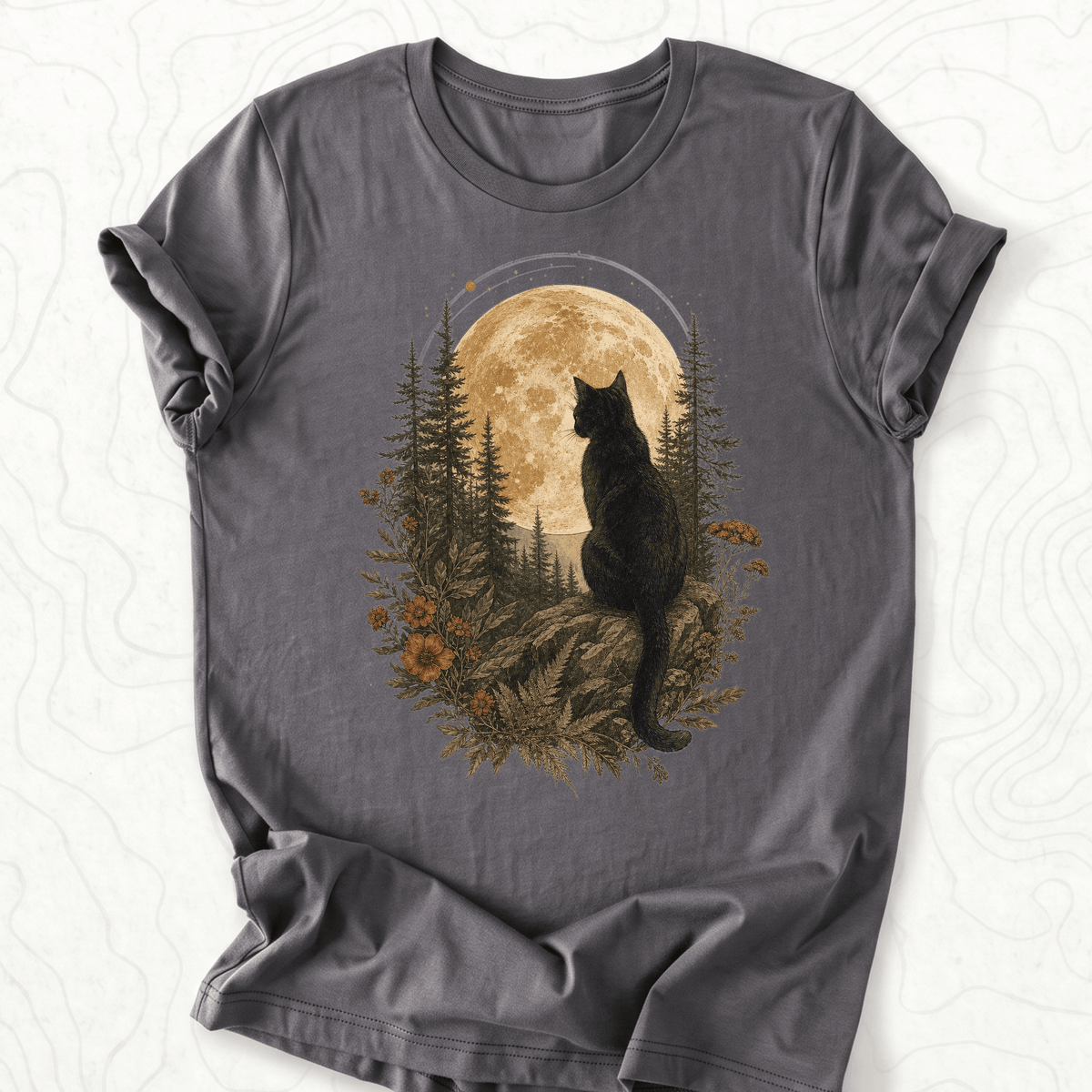 Moonlit Cat Tee - Asphalt