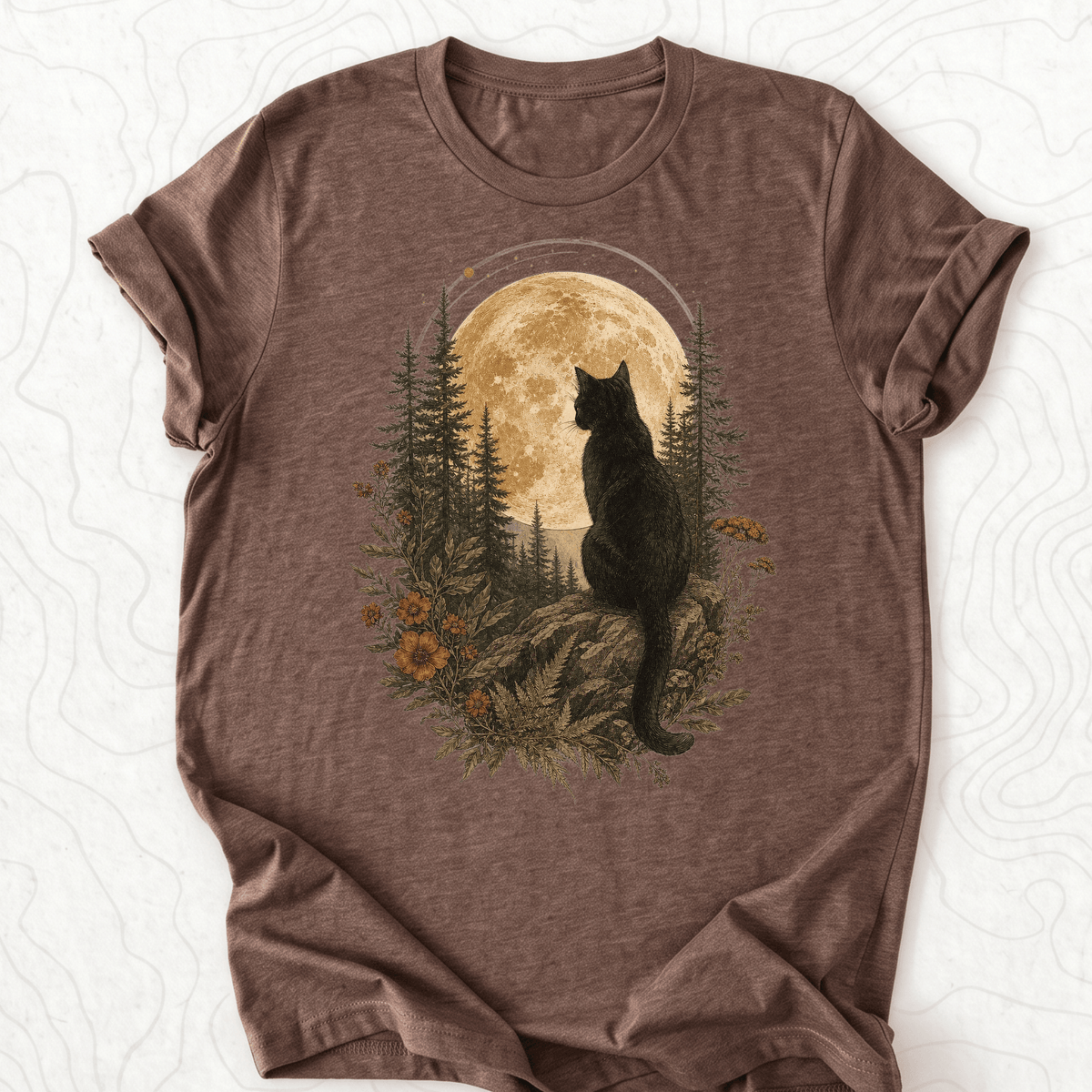 Moonlit Cat Tee - Heather Brown
