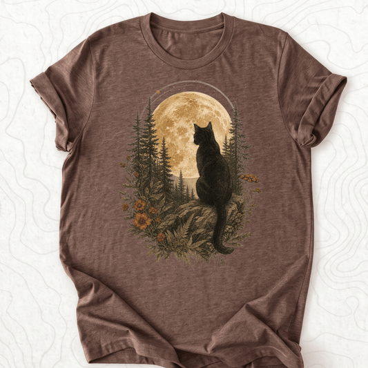 Moonlit Cat Tee - Heather Brown