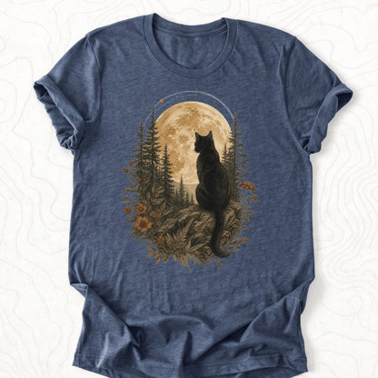 Moonlit Cat Tee - Heather Navy